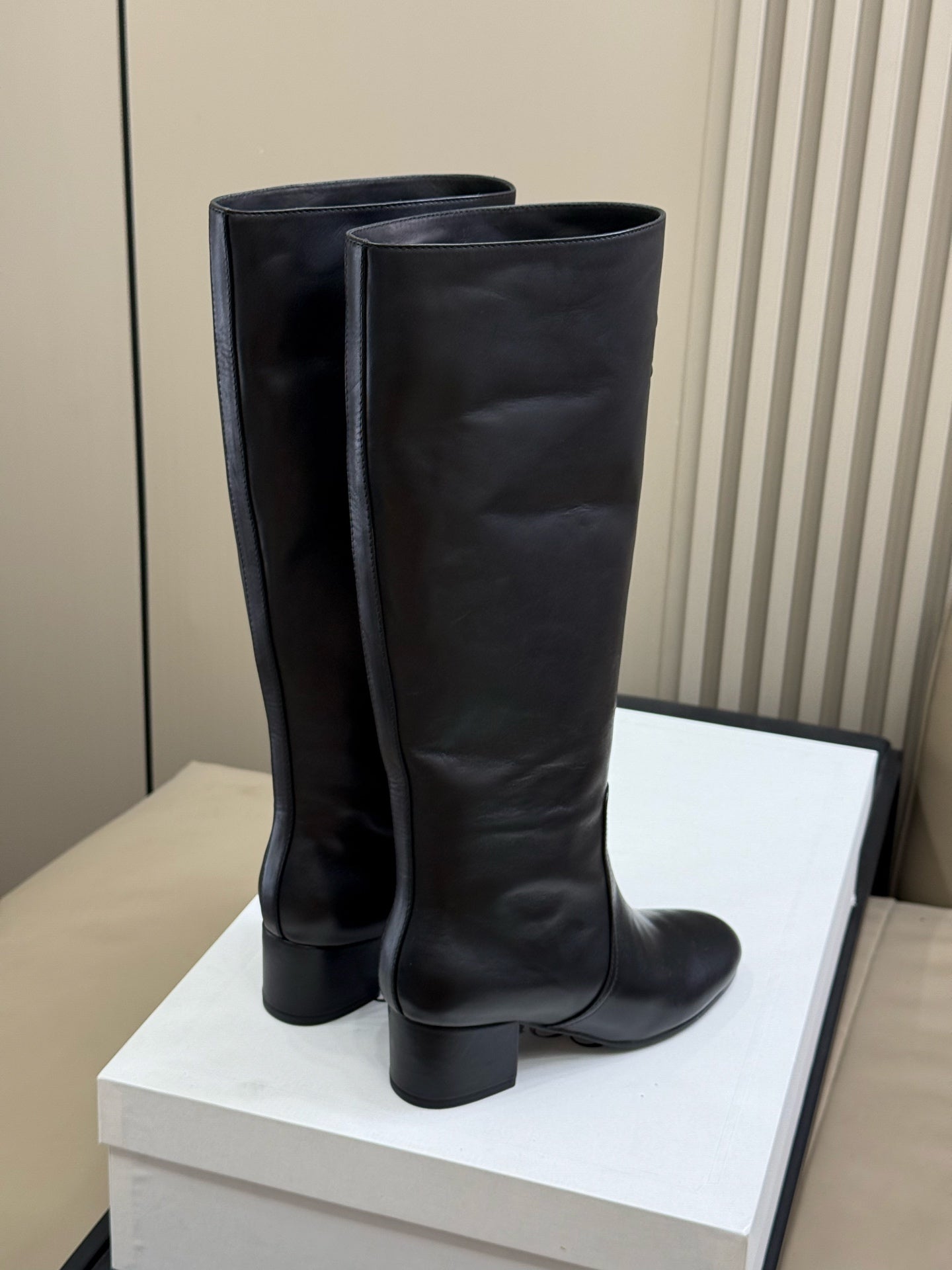 CELINE 26S HIGH-TOP BOOTS IN BLACK CALFSKIN