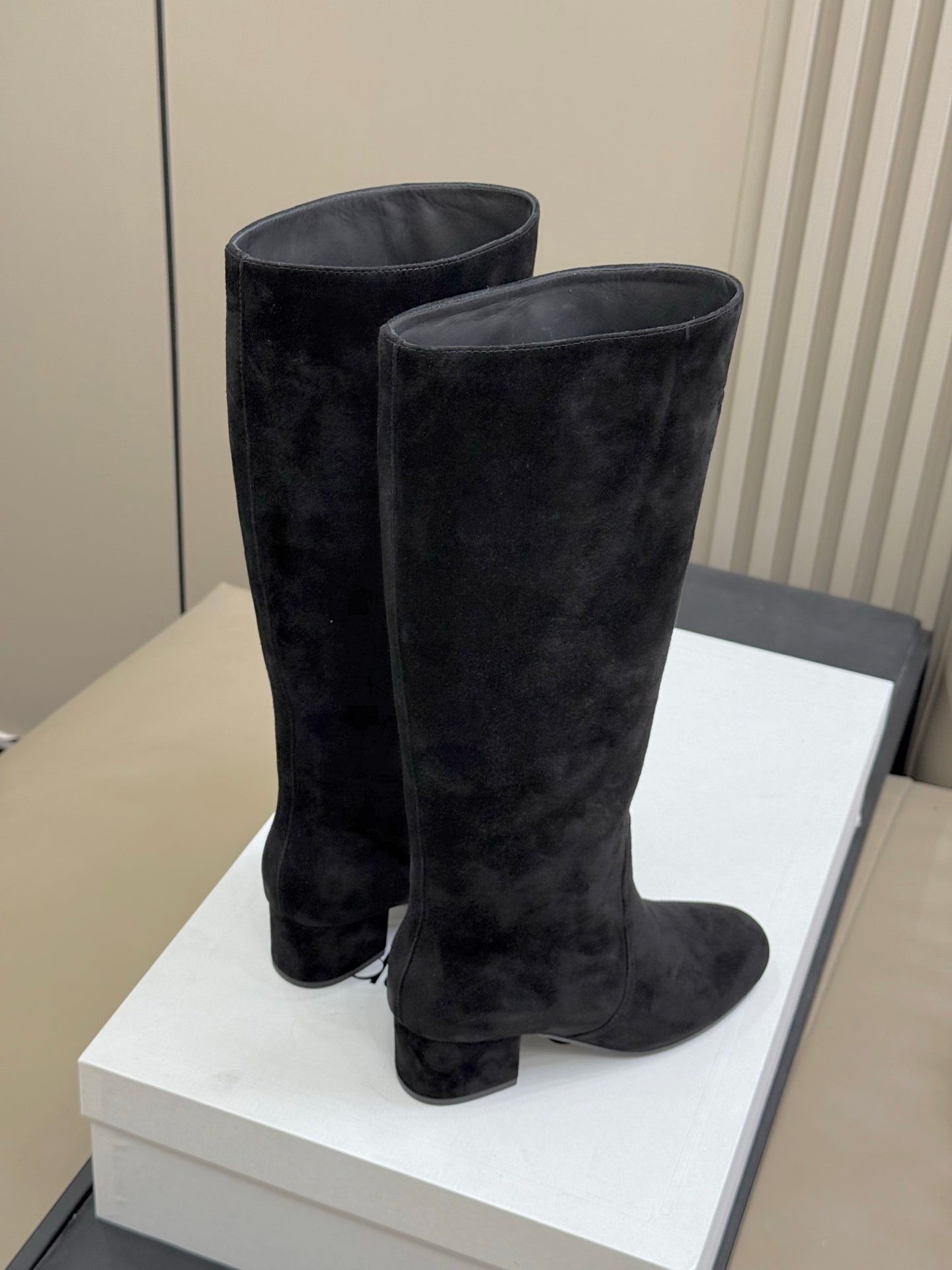 CELINE 26S HIGH-TOP BOOTS IN BLACK SUEDE