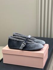 ALAIA 25S BALLET FLATS IN GREY VELVET