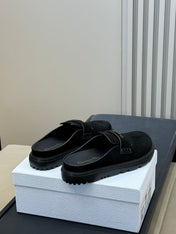 DIOR 26S BOY MULE IN BLACK SUEDE GOLD HARDWARE