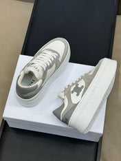 CELINE 26S WEDGE SNEAKERS IN WHITE CALFSKIN AND GREY SUEDE