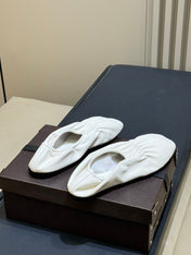 ALAIA 26S KNIT BALLET FLATS IN CREAM WHITE LAMBSKIN
