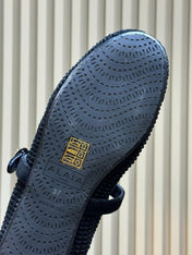 ALAIA 26S KNIT BALLET FLATS IN BLACK SUEDE