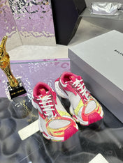 STAPLER SNEAKER IN WHITE, PINK, NEON YELLOW AND SILVER POLYURETHANE AND POLYESTER