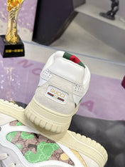 GUCCI 26S SNEAKER IN WHITE AND GREEN CALFSKIN