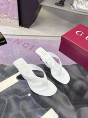 GUCCI 26S THONG KITTEN HEEL SANDALS 55MM IN WHITE CALFSKIN