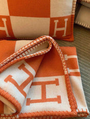 TIGRE BAYADERE BLANAVALON III THROW BLANKET IN SPANISH ORANGE CASHMERE 407145
