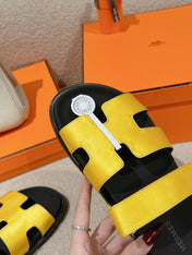 CHYPRE SANDAL BLACK MIX BRIGHT YELLOW CALFSKIN