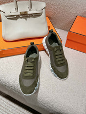 MAINLAND SNEAKER IN ARMY GREEN SUEDE AND BREATHABLE MESH FABRIC