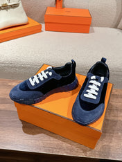 MAINLAND SNEAKER IN NAVY BLUE SUEDE AND BLACK VELVET