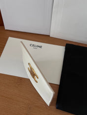 CELINE 25S CARD HOLDER WITH TRIOMPHE LOGO 11 IN IVORY CALFSKIN