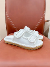 REFINED DAD SANDAL IN WHITE LAMBSKIN MULE