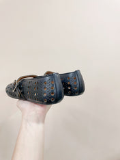 ALAIA HOLLOW BALLET FLAT IN BLACK LAMBSKIN