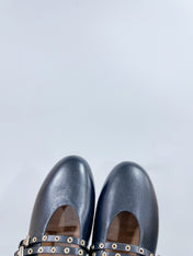 ALAIA MARY JANE SHOES IN BLACK LAMBSKIN WITH GOLD HARDWARE