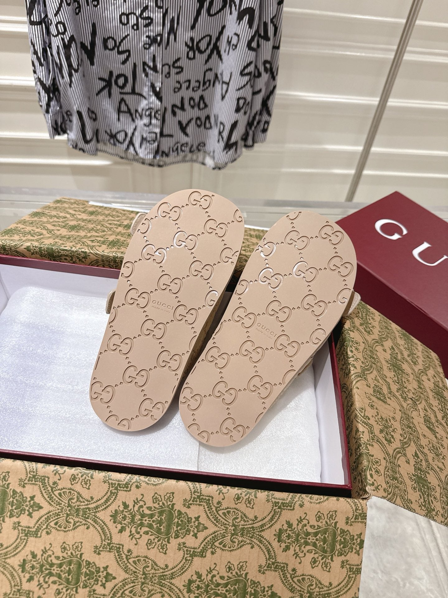 SANDALS IN NUDE BEIGE SUEDE EMBOSSED LOGO SILVER HARDWARE