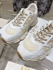 DIOR 25S MILE SERIES SNEAKERS 45MM IN WHITE CALFSKIN AND SHEARLING