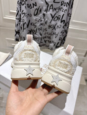 DIOR 25S MILE SERIES SNEAKERS 45MM IN WHITE CALFSKIN AND SHEARLING