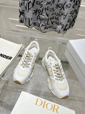 DIOR 25S MILE SERIES SNEAKERS 45MM IN WHITE CALFSKIN AND SHEARLING