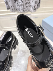 PRADA 26S MARY JANE SHOES 45MM IN BLACK PATENT CALFSKIN