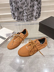 PRADA 26S COLLAPSE SNEAKERS IN CARAMEL BROWN CANVAS