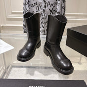 CHANEL 26S MID CALF BOOTS 30 MM IN BLACK CALFSKIN