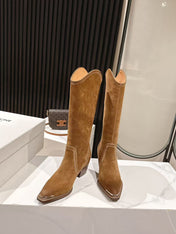 CELINE 25S HIGH BOOTS FOR FALL AND WINTER 45MM IN BROWN SUEDE