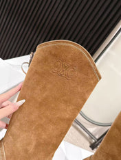 CELINE 25S HIGH BOOTS FOR FALL AND WINTER 45MM IN BROWN SUEDE