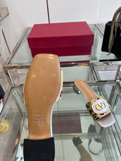 VLTN HIGH HEEL 25S 30 MM IN BEIGE FABRIC AND SILVER LAMBSKIN WITH EMBROIDERED CHERRY MOTIF