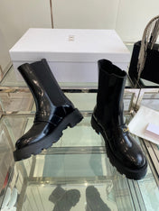 DIOR 25S D-QUEST ANKLE BOOT 35MM IN BLACK GLOSSY CALFSKIN GOLD HARDWARE