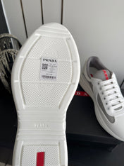 PRADA 26S AMERICA CUP SNEAKERS IN WHITE SOFT RUBBER AND BIKE FABRIC