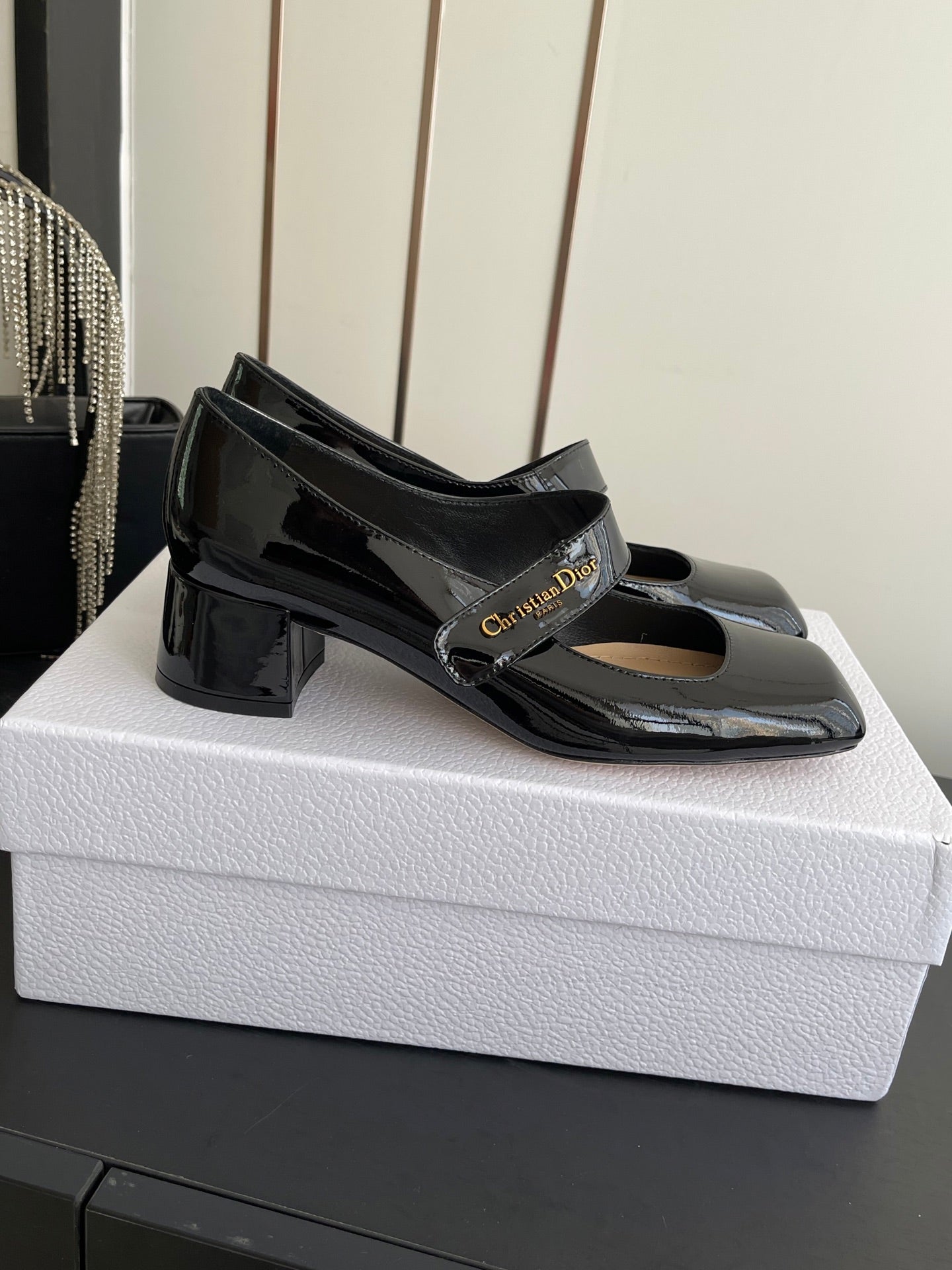 DIOR 26S MARY JANE 45 MM IN BLACK GLOSSY CALFSKIN
