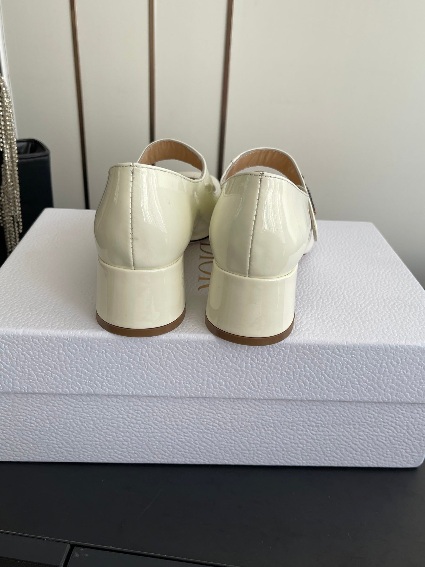 DIOR 26S MARY JANE 45 MM IN CREAM WHITE GLOSSY CALFSKIN