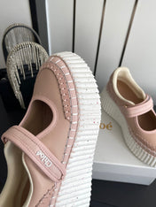 CHLOE 26S MARY JANE SNEAKERS IN PASTEL PINK CALFSKIN