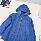 LORO PIANA 26S DENIM HOODED SHIRT 711