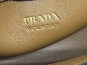 PRADA 25S BUCKLE MEDIUM HANDBAG 28 IN CARAMEL CALFSKIN GOLD HARDWRE