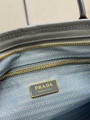 PRADA 25S BONNIE LARGE HANDBAG 38 IN GRAY GLOSSY CALFSKIN GOLD HARDWARE