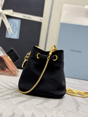 PRADA 25S MINI POUCH 12 IN BLACK VELVET GOLD HARDWARE