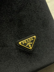 PRADA 25S BUCKET BAG 19 IN BLACK VELVET GOLD HARDWRE