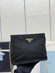 PRADA 25S CROSSBODY BAG 21 IN BLACK NYLON GOLD HARDWARE
