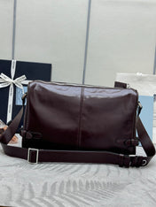 PRADA 25S SHOULDER BAG 35 IN DARK BROWN CALFSKIN SILVER HARDWARE