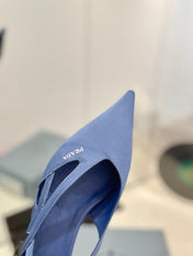 Pra Pumps 50 Square Sole Light Blue Suede Fabric