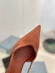 PRA BRUSHED CUT-OUT PUMPS RUSSET SATIN