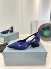 Pra Pumps 50 Square Sole Blue Suede Fabric