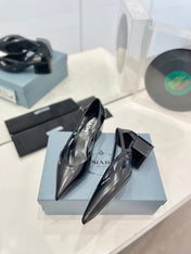 PRA STRAP CUT-OUT PUMPS BLACK CALFSKIN