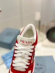PRA DOWNTOWN PERFORATED SNEAKERS WHITE AND RED CALFSKIN