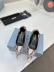 PRADA 26S PUMPS 55MM IN PINK SNAKE PRINT CALFSKIN