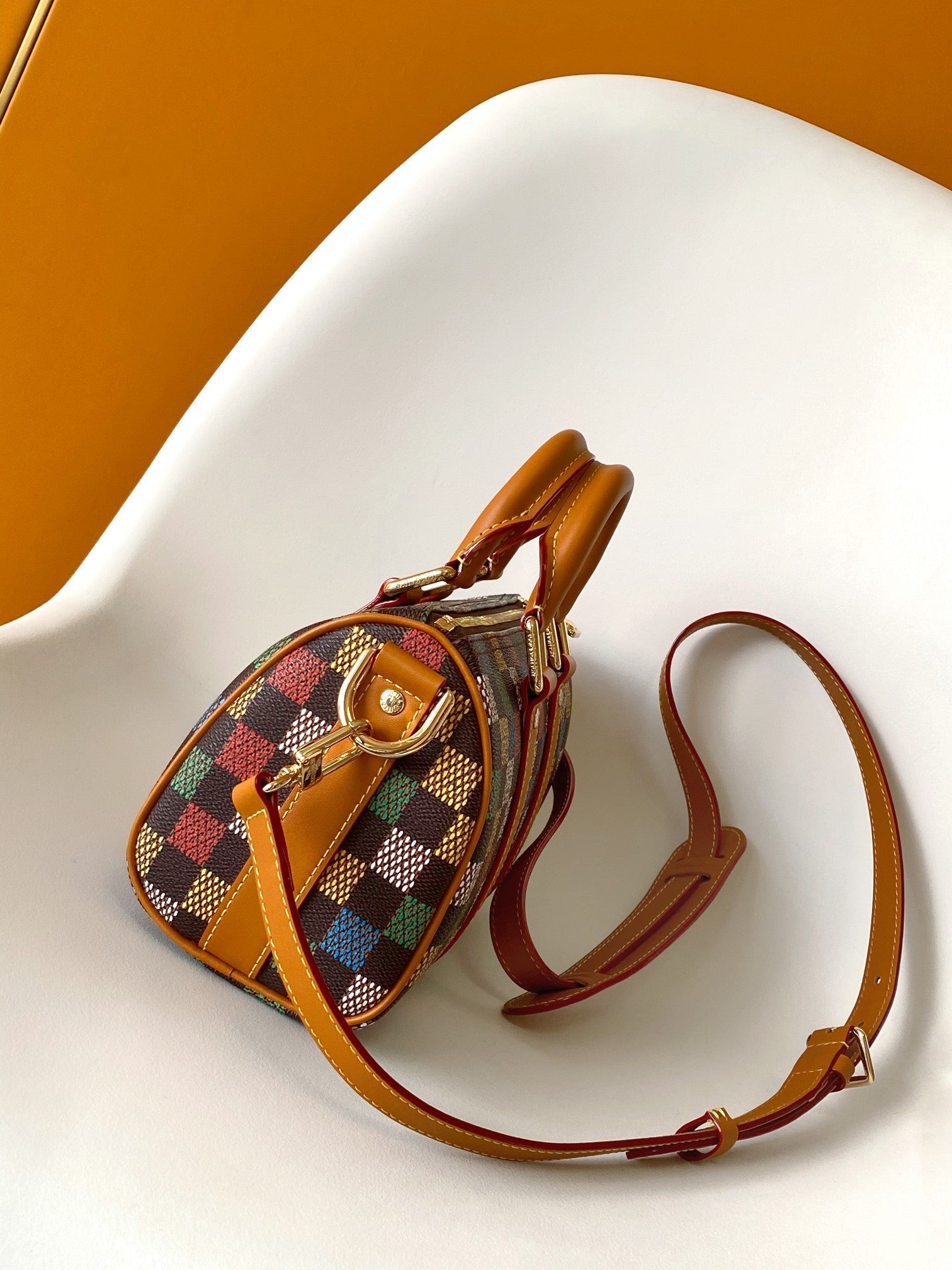 LV 25S KEEPALL BANDOULIÈRE BAG 25 IN MULTIPLE LV VERT DAMIER EBENE CANVAS