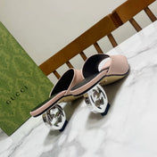 GG SILVER METAL HEEL 65 IN PINK CALFSKIN