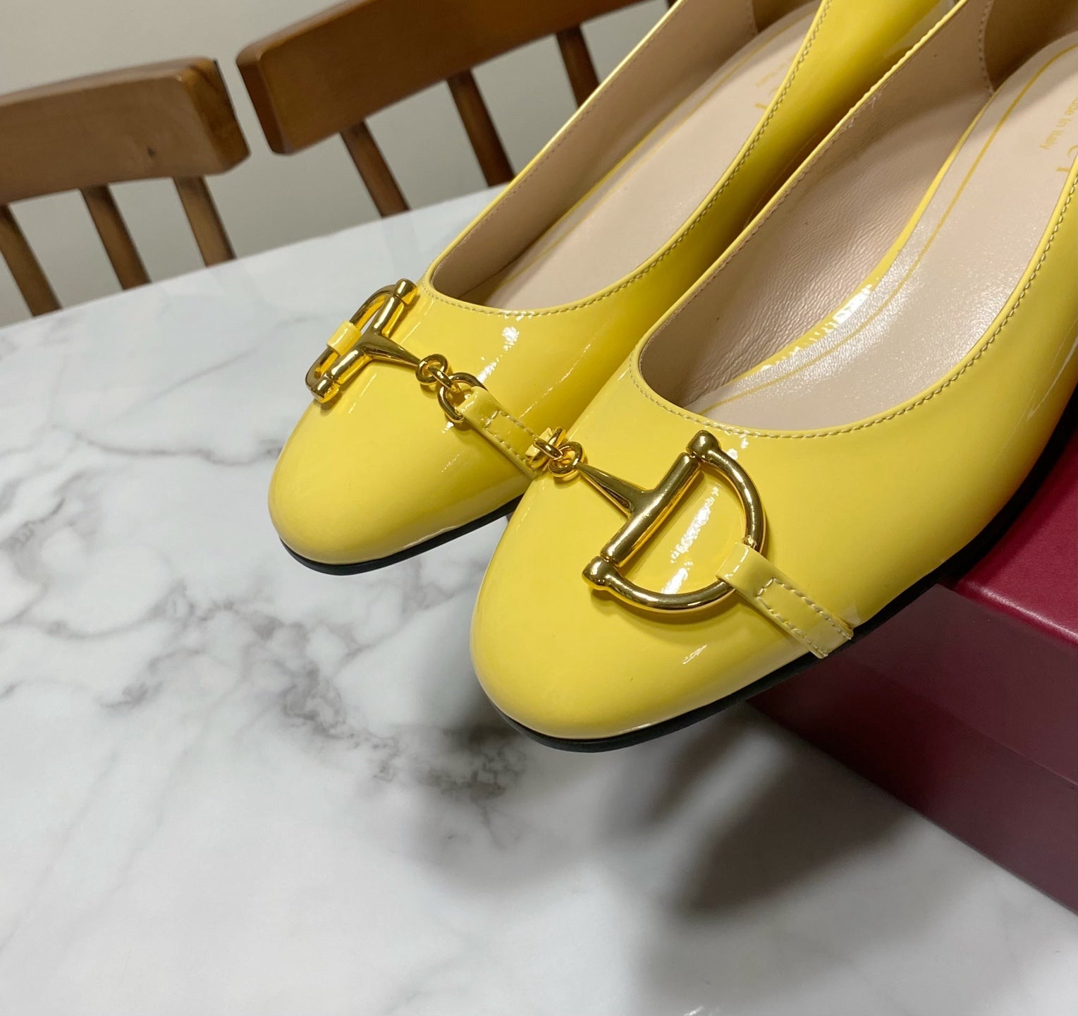 GUCCI 26S HORSEBIT BALLET FLATS IN YELLOW CALFSKIN