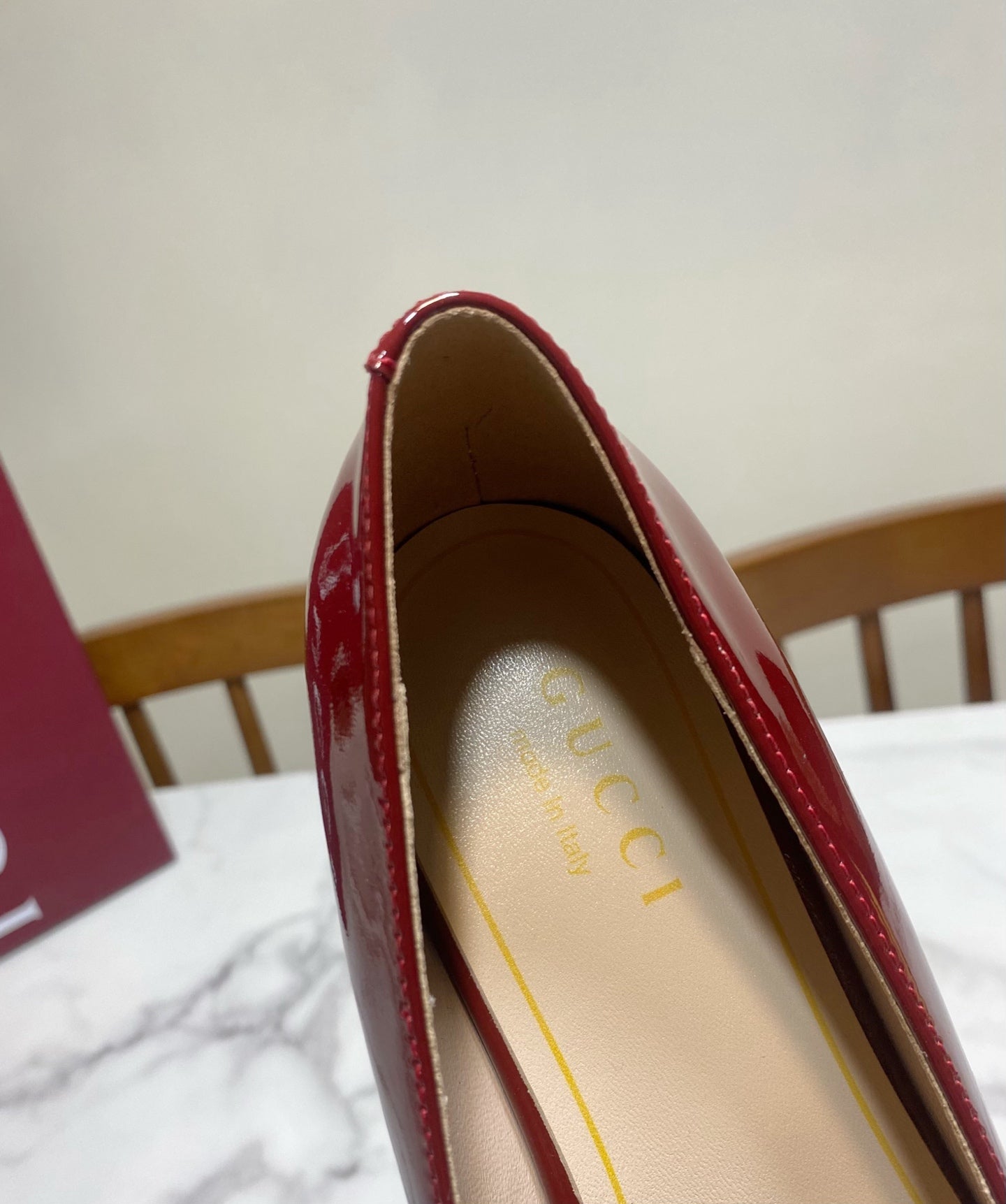 GUCCI 26S HORSEBIT BALLET FLATS IN DARK RED CALFSKIN